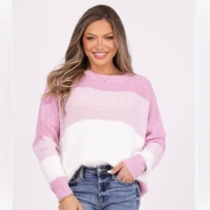 Miracle Striped Cable Knit Sweater small/medium Pink NWT